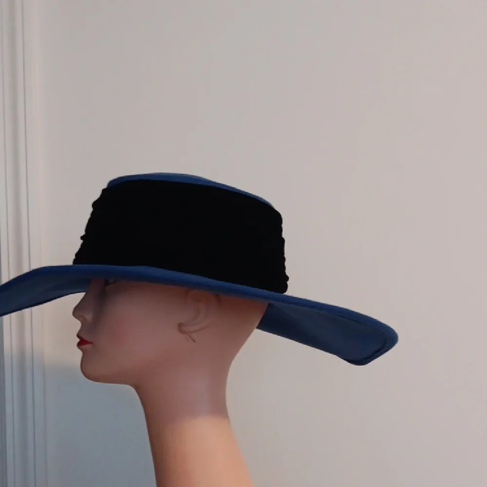 Eric Javits Blue and Black Wide-Brim Hat - Picture 2 of 7